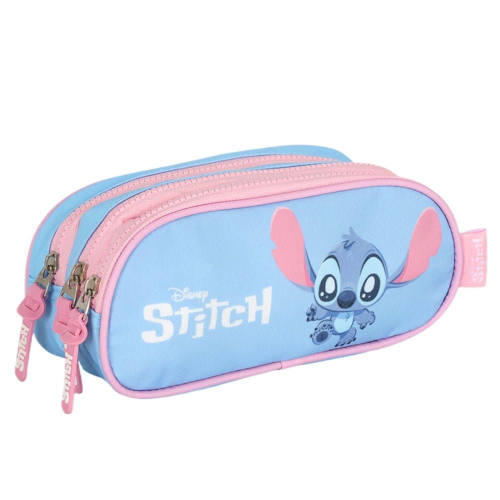 Estojo 3 Repartição Grande Escolar Stitch Disney Azul Menina