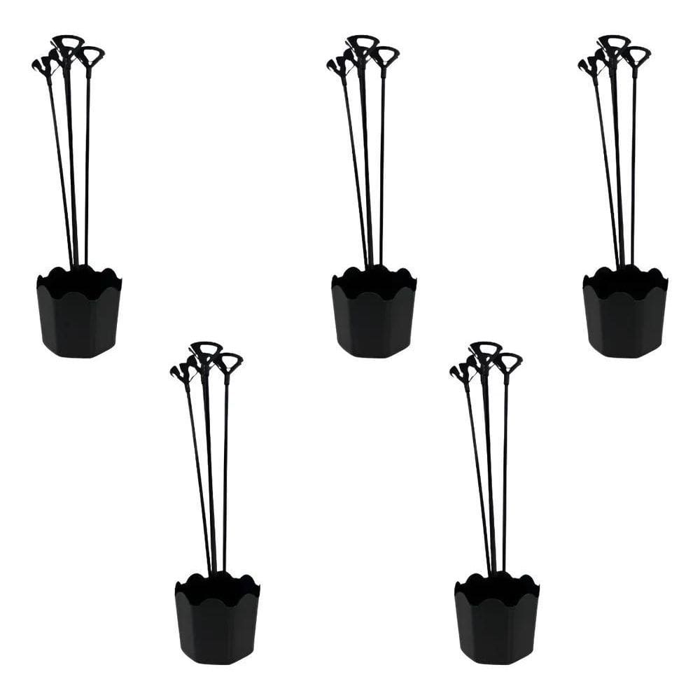 Centro De Mesa Aniversário Cachepot Suporte Balão Kit Preto