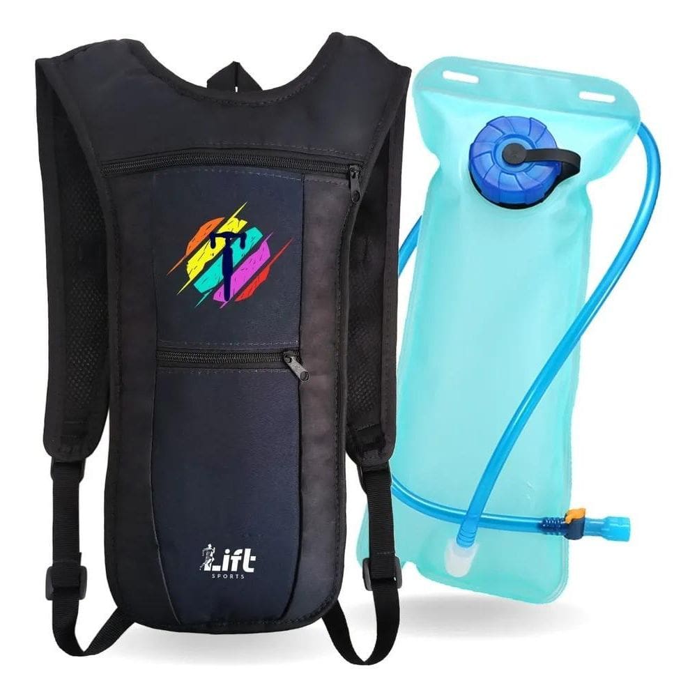 Mochila De Hidratação Bolsa Ci Preta Com Estampa Bike Colori