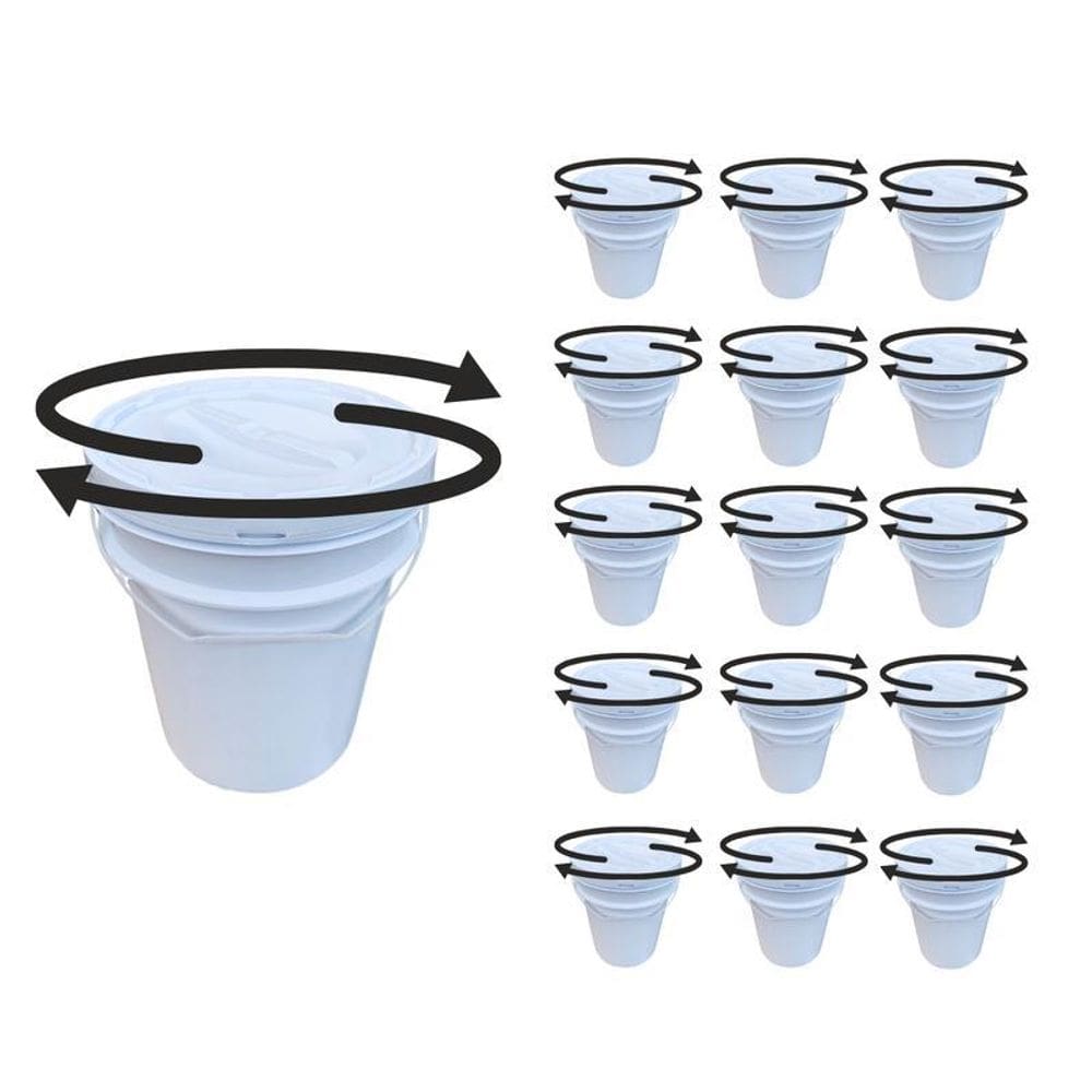Balde Para Jardim 20L Tampa Rosca - Kit 15 Pçs