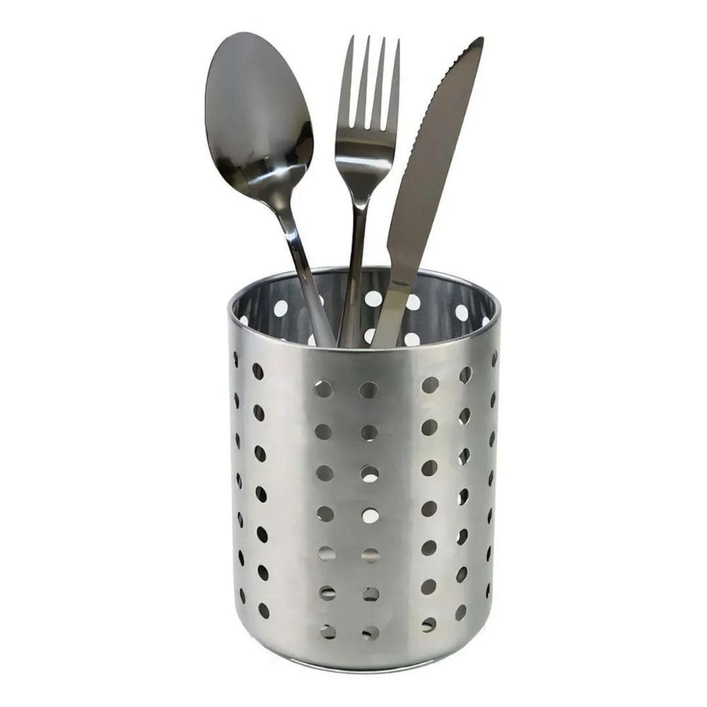 2X Escorredor De Talheres Aço Inox Louça Porta Talher Redond