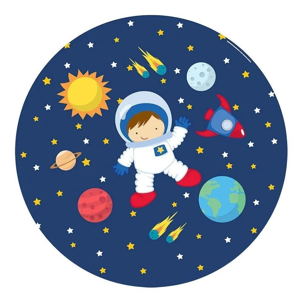 Painel Festa Redondo Sublimado 3D Tecido C/Elástico Astronau