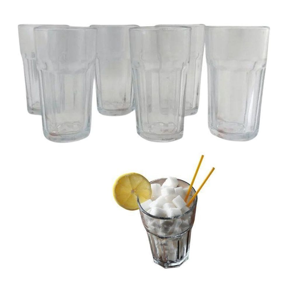 Jogo Com 06 Copos De Vidro Trevi Alta Qualidade 350Ml