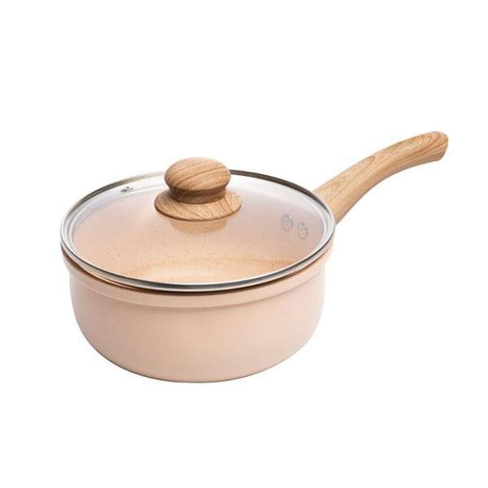 Panela Indução Tampa 16Cm Bege Alumínio Revestimento