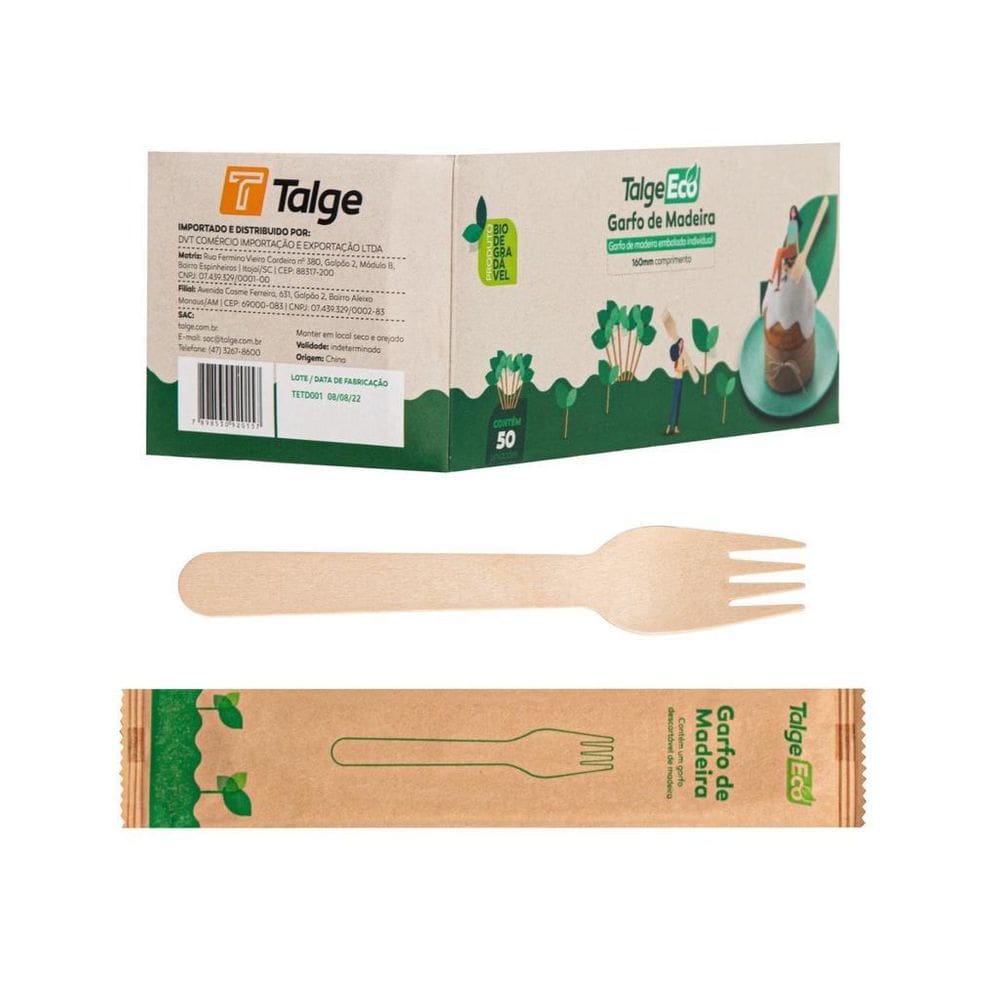 Garfo De Madeira Embalado C/50 Talge Eco
