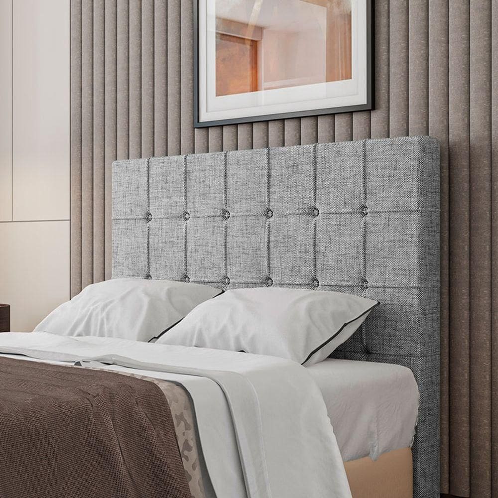 Cabeceira Estofada King 195 Cm Turmalina Linho Cinza