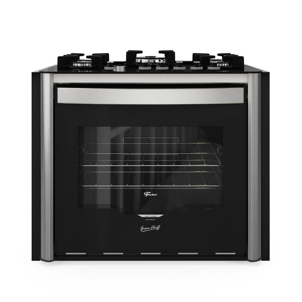 Fogão Fischer Gran Cheff de Embutir 5 Bocas Mesa de Vidro Com Dourador 110L Silver 28550-6554