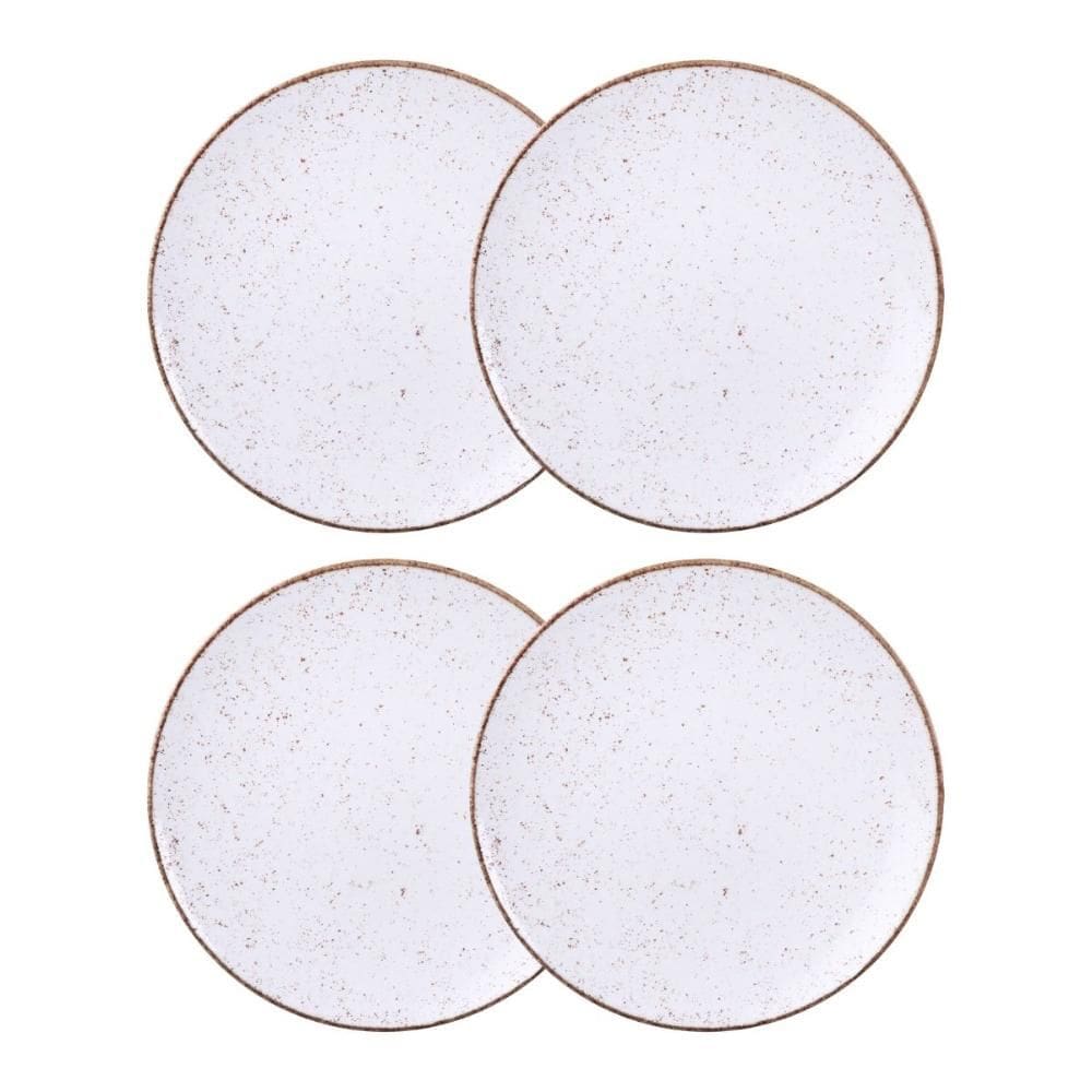 Jogo de Pratos Rasos Grande Rústico 4 Peças 28cm Porcelana Tramontina