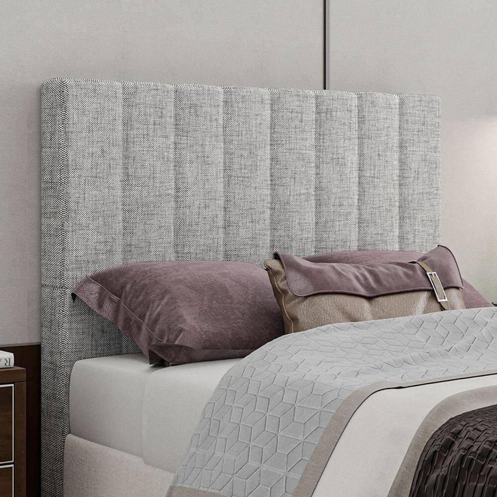 Cabeceira Estofada King 195 Cm Esmeralda Linho Cinza