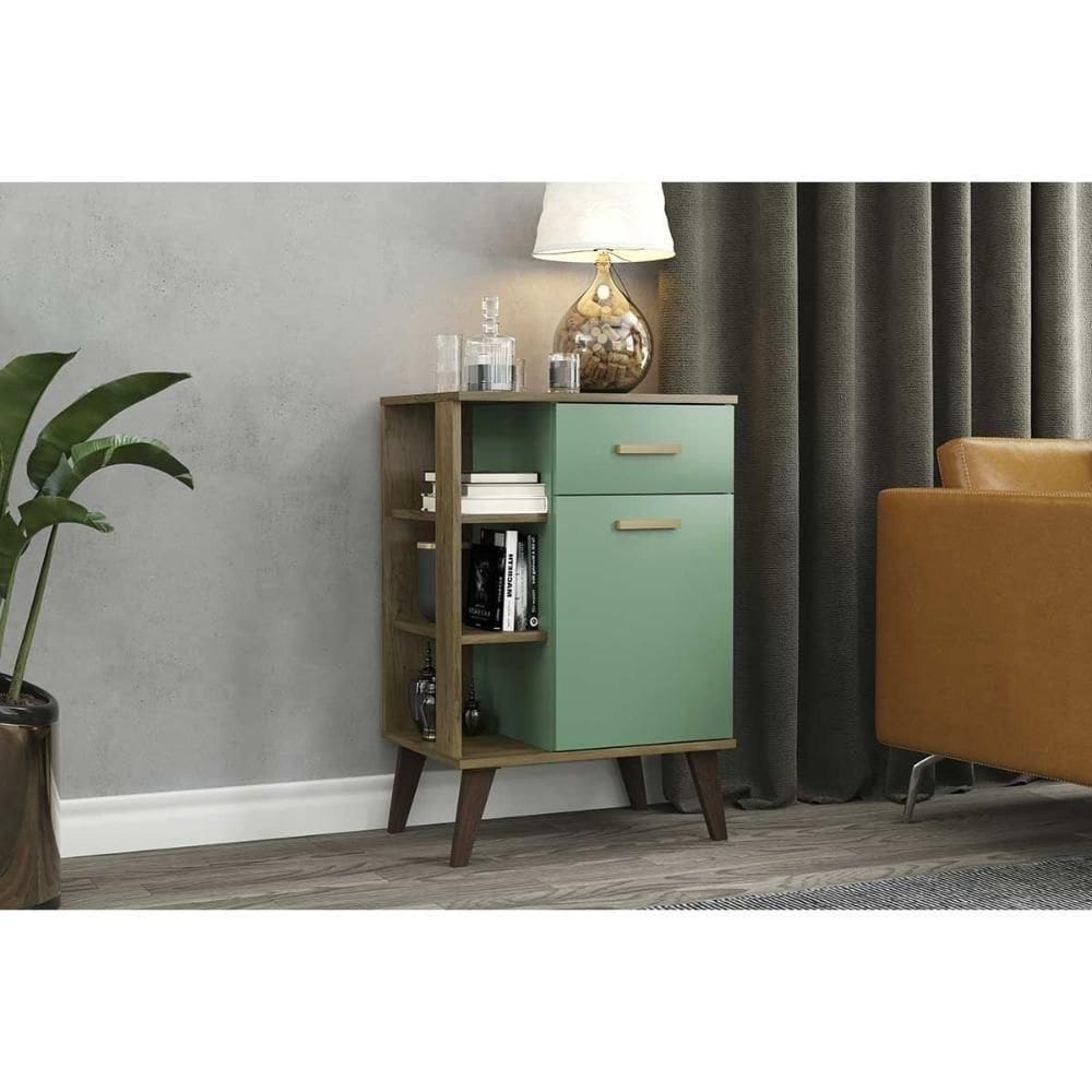 Balcão De Cozinha Modulado Retrô C- 1 Porta E 1 Gaveta 53cm -oliva - Movelbento