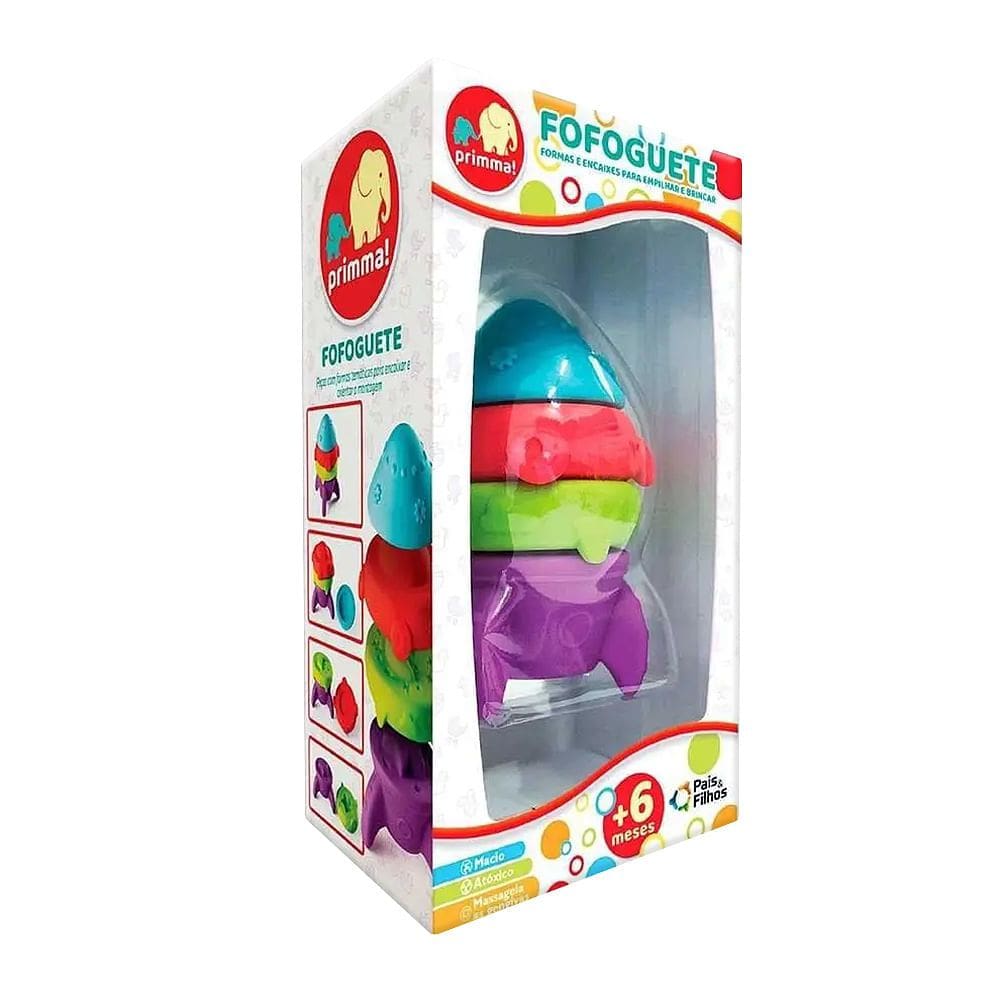 Brinquedo em Vinil Fofoguete Pais & Filhos de Encaixe Colorido 6+ Meses