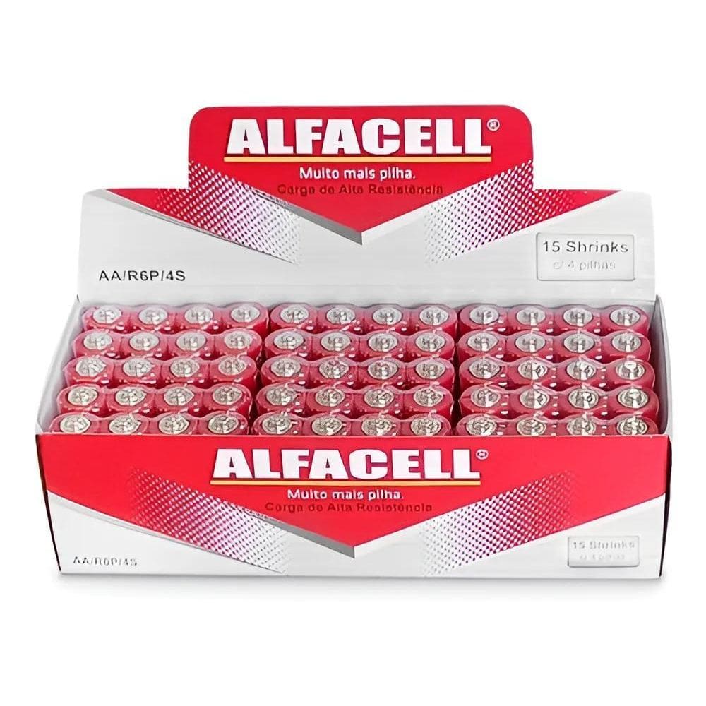 5X Pilha Aa Alfacell Lr64B Cilíndrica - Kit De 60 Unidades