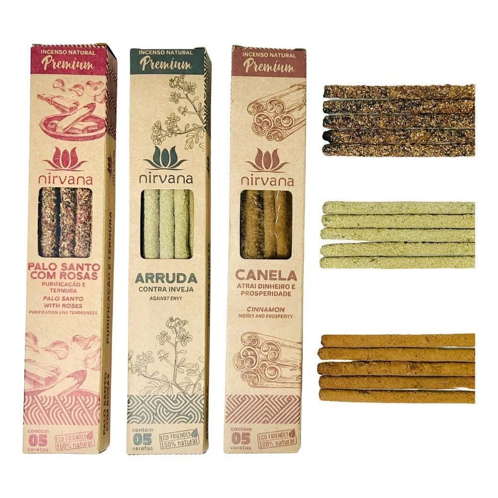 2X Kit 3 Incensos Aromaterapia Nirvana Natural Prem