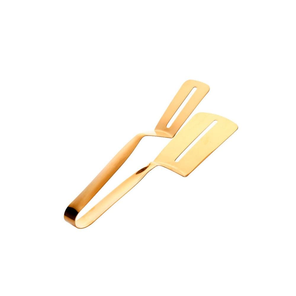 Espatula Dupla Pegador Dourado Aço Inox Servir Buffet