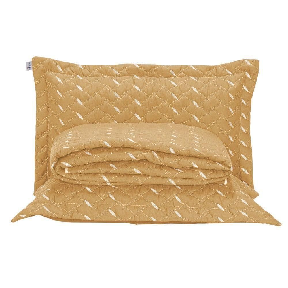 Cobre Leito Bordado 400 Fios Heitor Casal Padrão 100% Poliéster - Amarelo