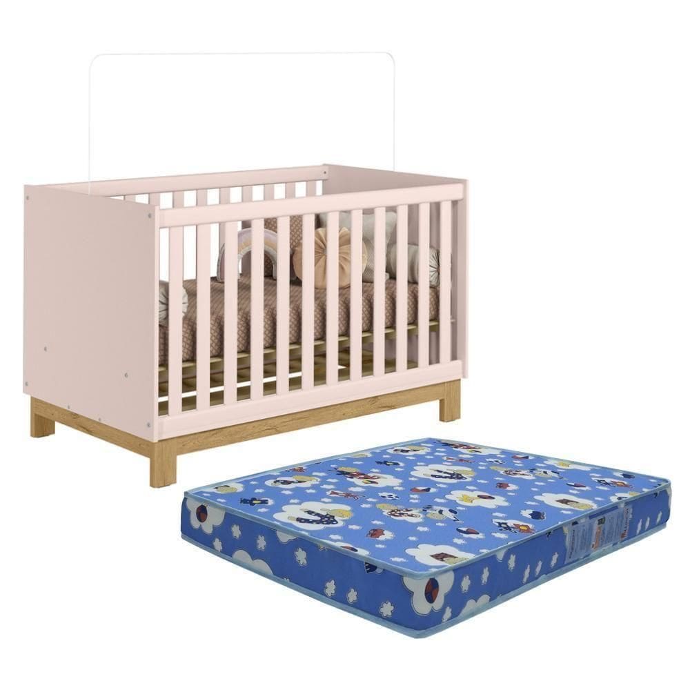 Berço Mini Cama Q Slim Rosa Acetinado Com Colchão Baby Physical - Qmovi Rosa Acetinado