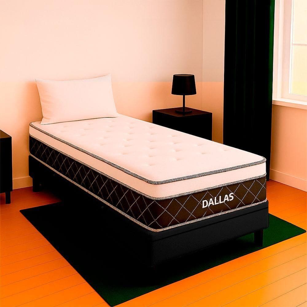 Cama Box Baú Solteirão Preto E Colchão Dallas Molas Vstore