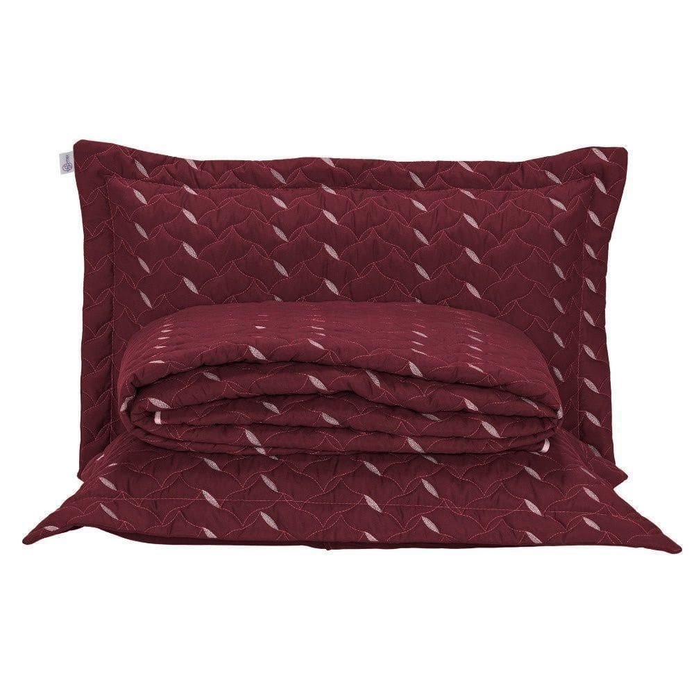 Cobre Leito Bordado 400 Fios Heitor Casal Padrão 100% Poliéster - Vermelho