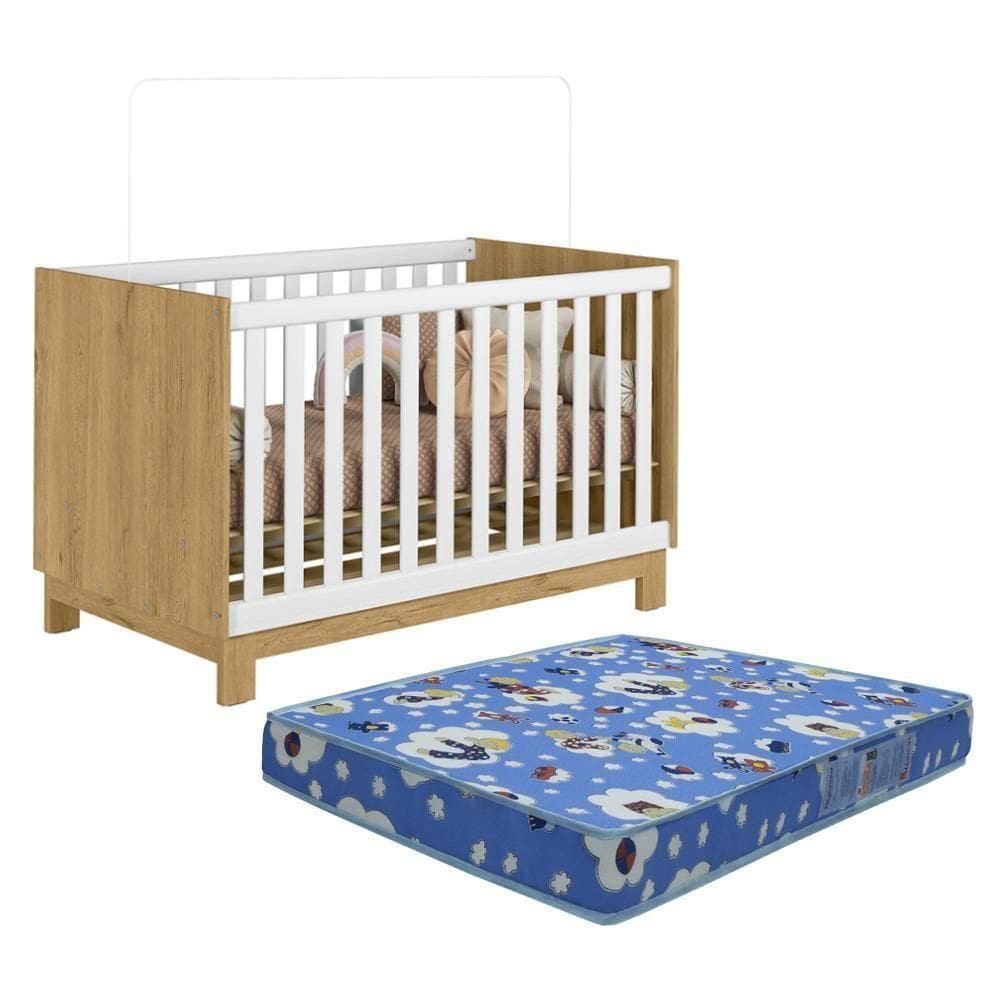Berço Mini Cama Q Slim Freijó-branco Acetinado Com Colchão Baby Physical - Qmovi Freijó-branco Acetinado