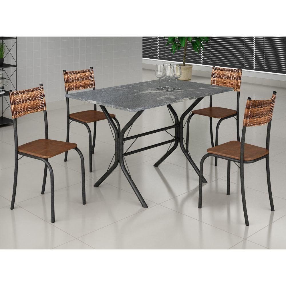 Mesa De Jantar 4 Cadeiras Marrom-carvalho Atlanta M?veis Teixeira Carvalho