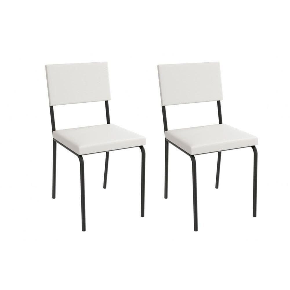 Cadeira De Cozinha Zaria 2c128prf Aço Kit 2 Un Preto-ano Branco - Kappesberg