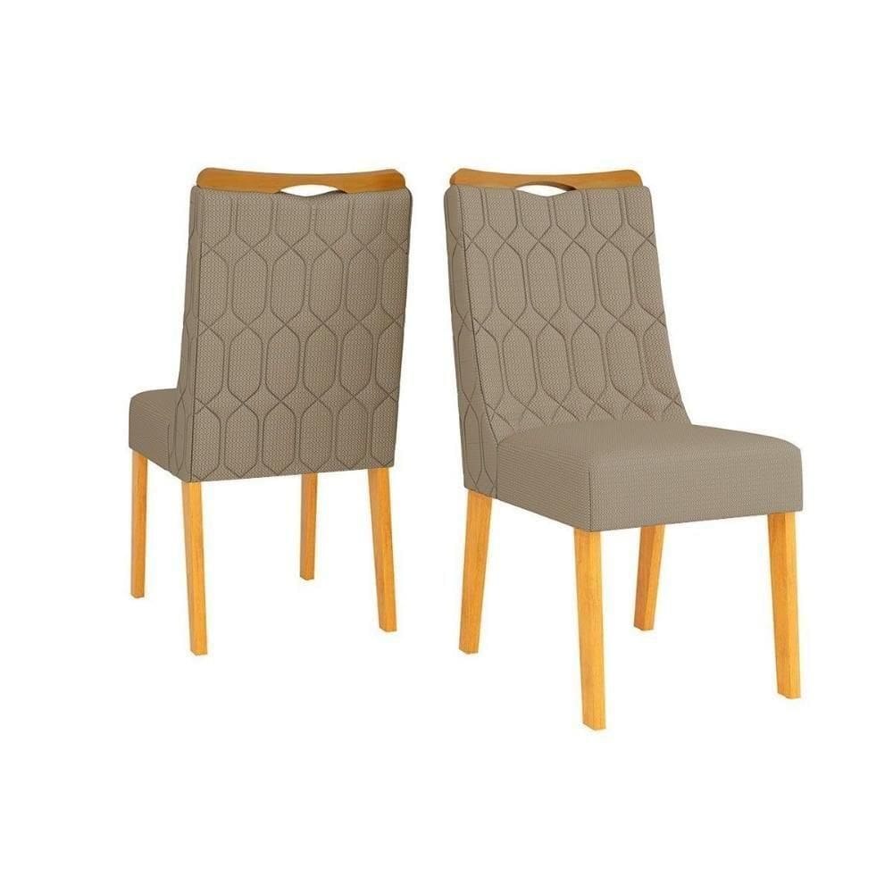 Kit 2 Cadeiras Sala Jantar Bia Cedro-linho Bege - Dj Móveis