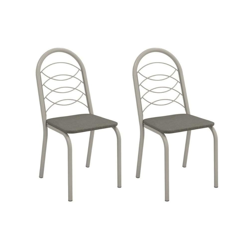 Cadeira De Cozinha Holanda 2c009nk Aço Kit 2 Un Niquel-linho Escuro - Kappesberg