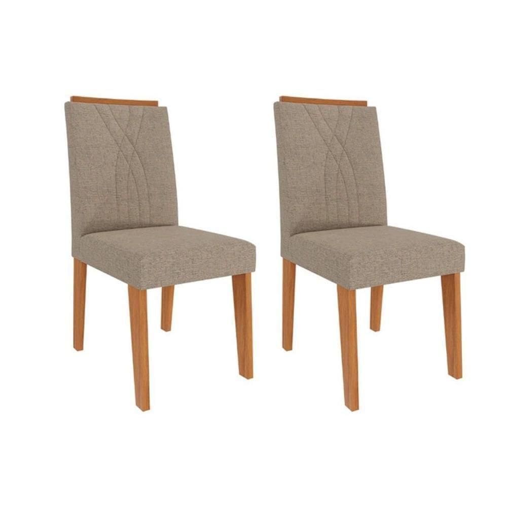 Kit 2 Cadeiras Sala Jantar Nicole 2 Un Cinamomo-linho Bege - Cimol