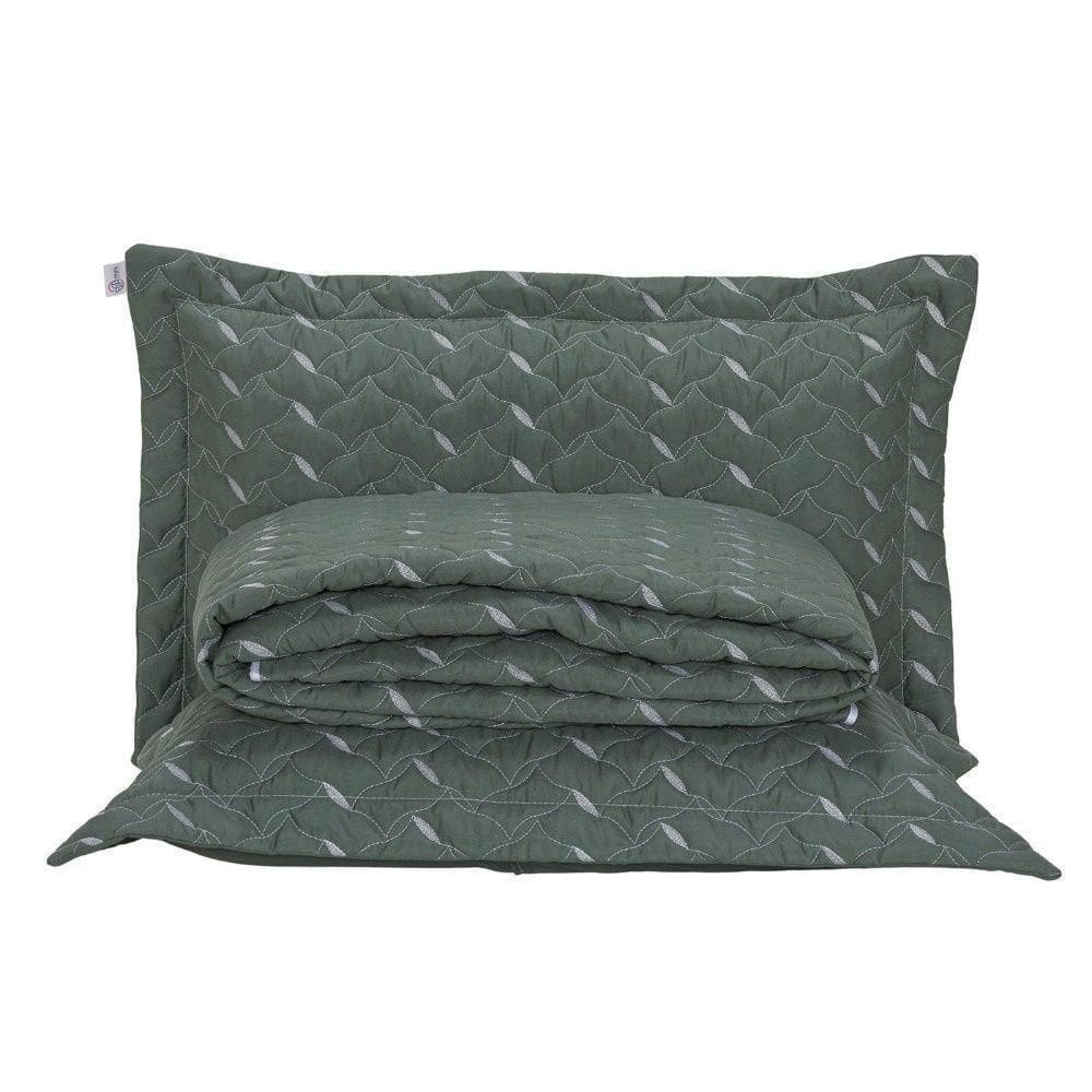 Cobre Leito Bordado 400 Fios Heitor Casal Padrão 100% Poliéster - Verde Militar