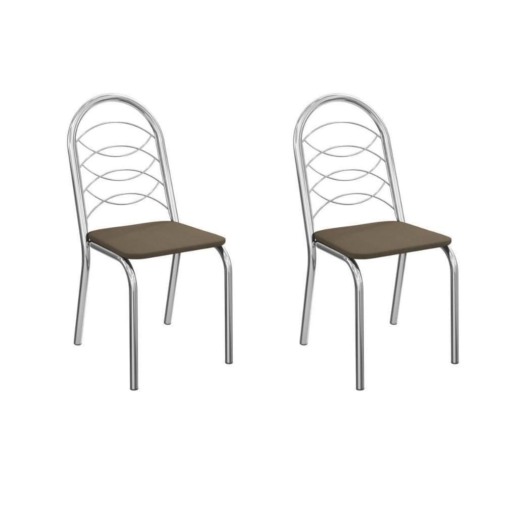 Kit 2 Cadeiras De Cozinha Holanda 2c009cr Aço 2 Un Cromado-suede Cappuccino - Kappesberg
