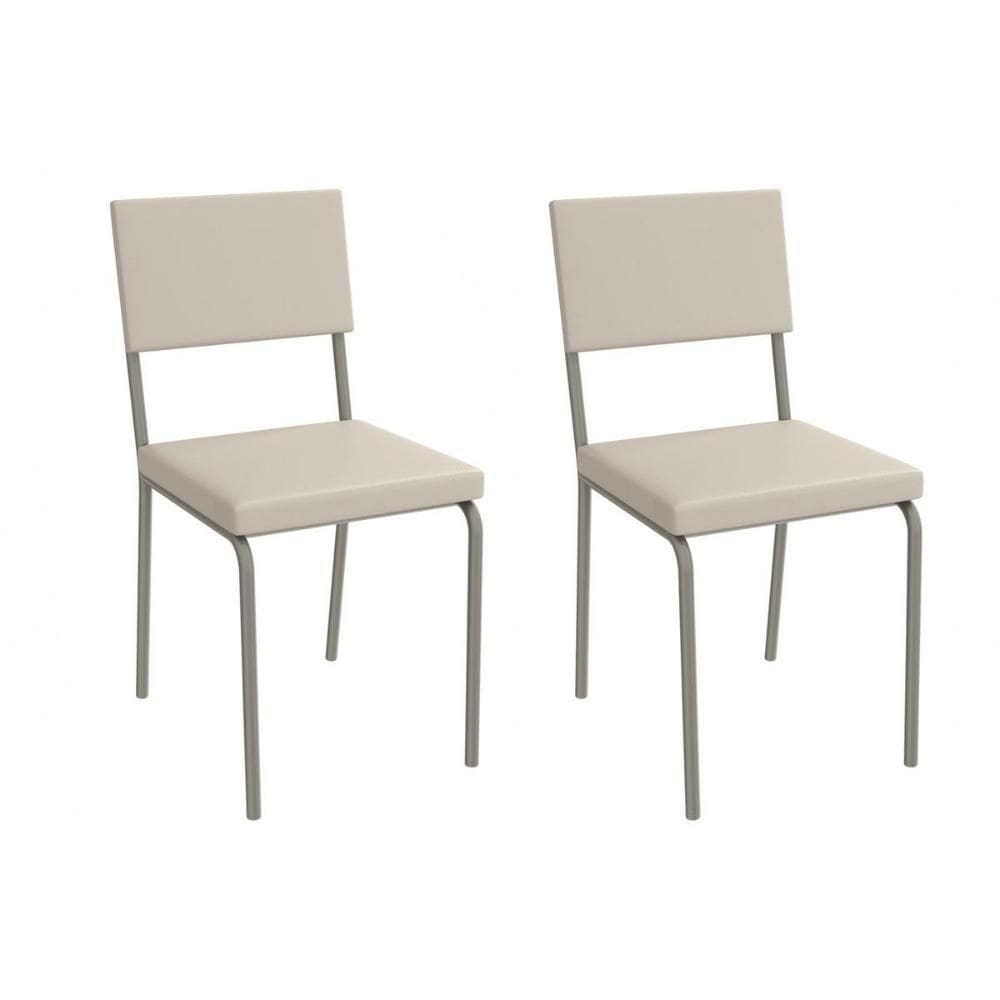 Kit 2 Cadeiras De Cozinha Zaria 2c128nk Aço 2 Un Niquel-ano Bege - Kappesberg