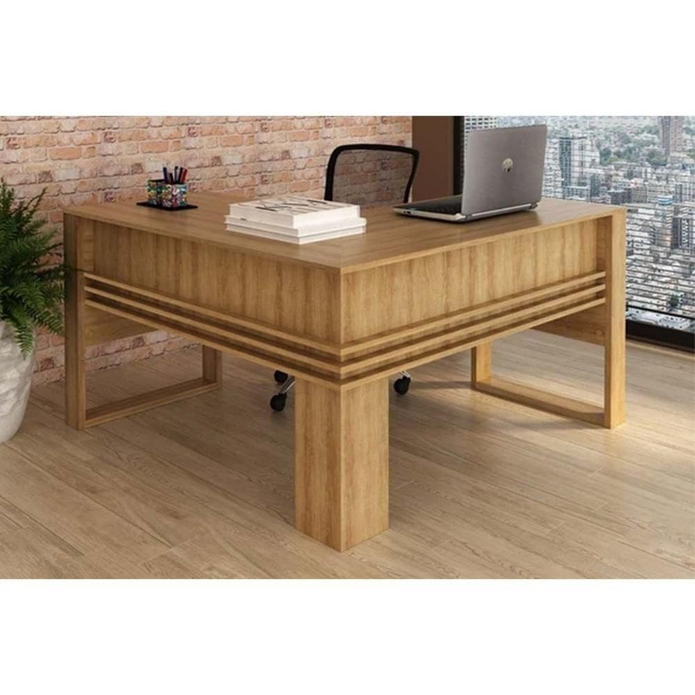 Mesa Canto P- Escritório Canto Me4145 Amêndoa - Tecno Mobili