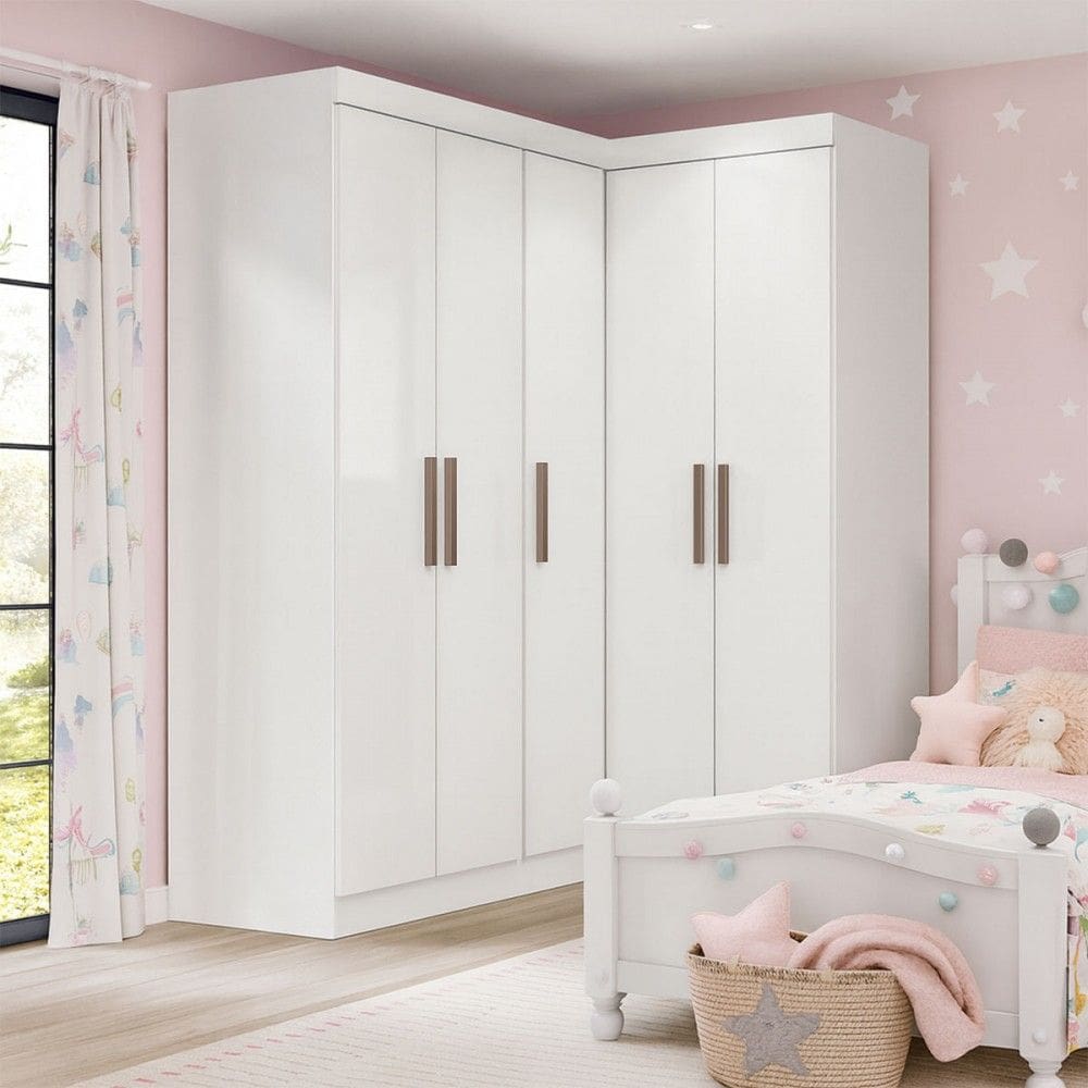 Guarda-Roupa Infantil Modulado Andes 5 Portas 12 Prateleiras Branco - Pnr Móveis