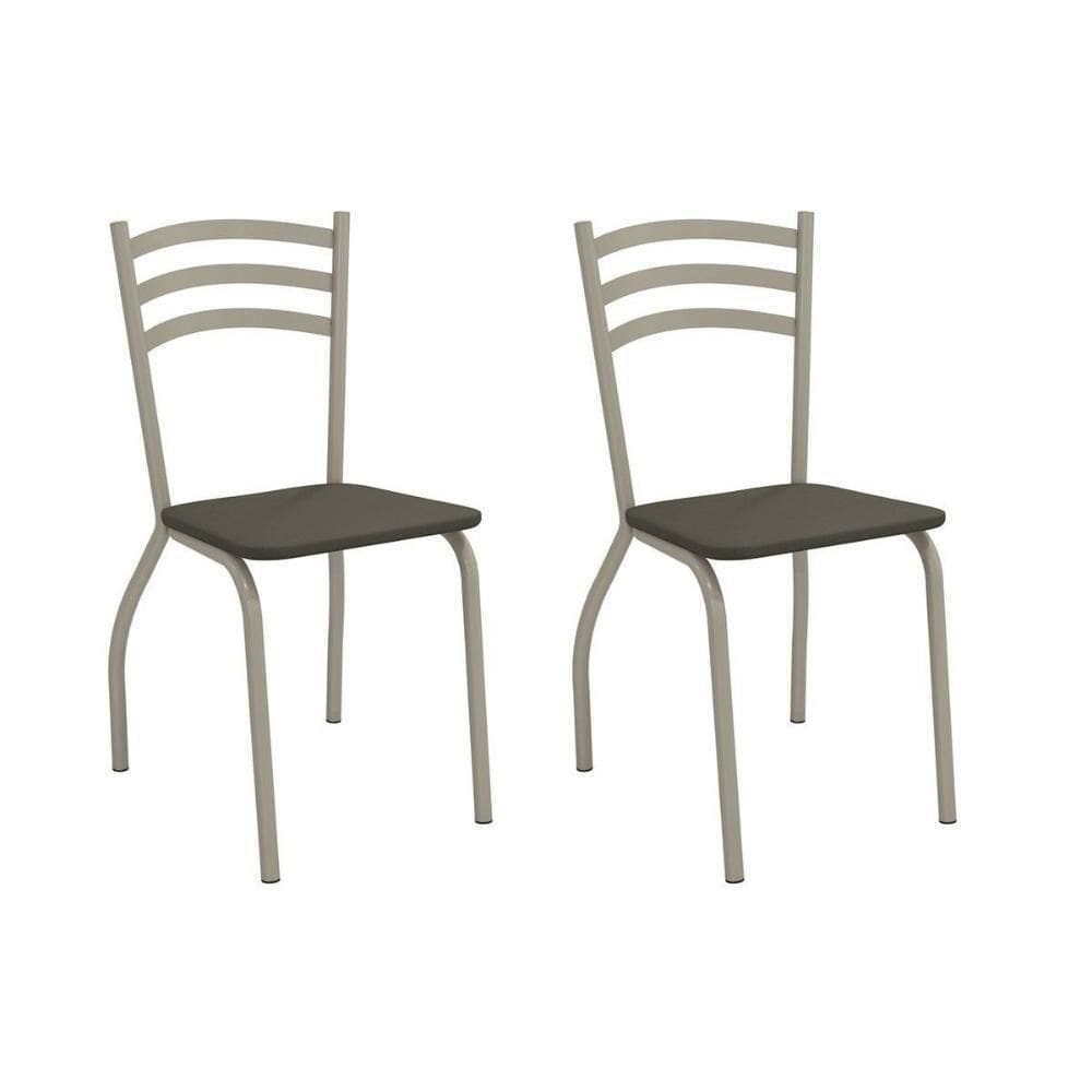 Cadeira Sala De Jantar Portugal 2c007nk Aço Kit 2 Un Niquel-suede Escuro - Kappesberg