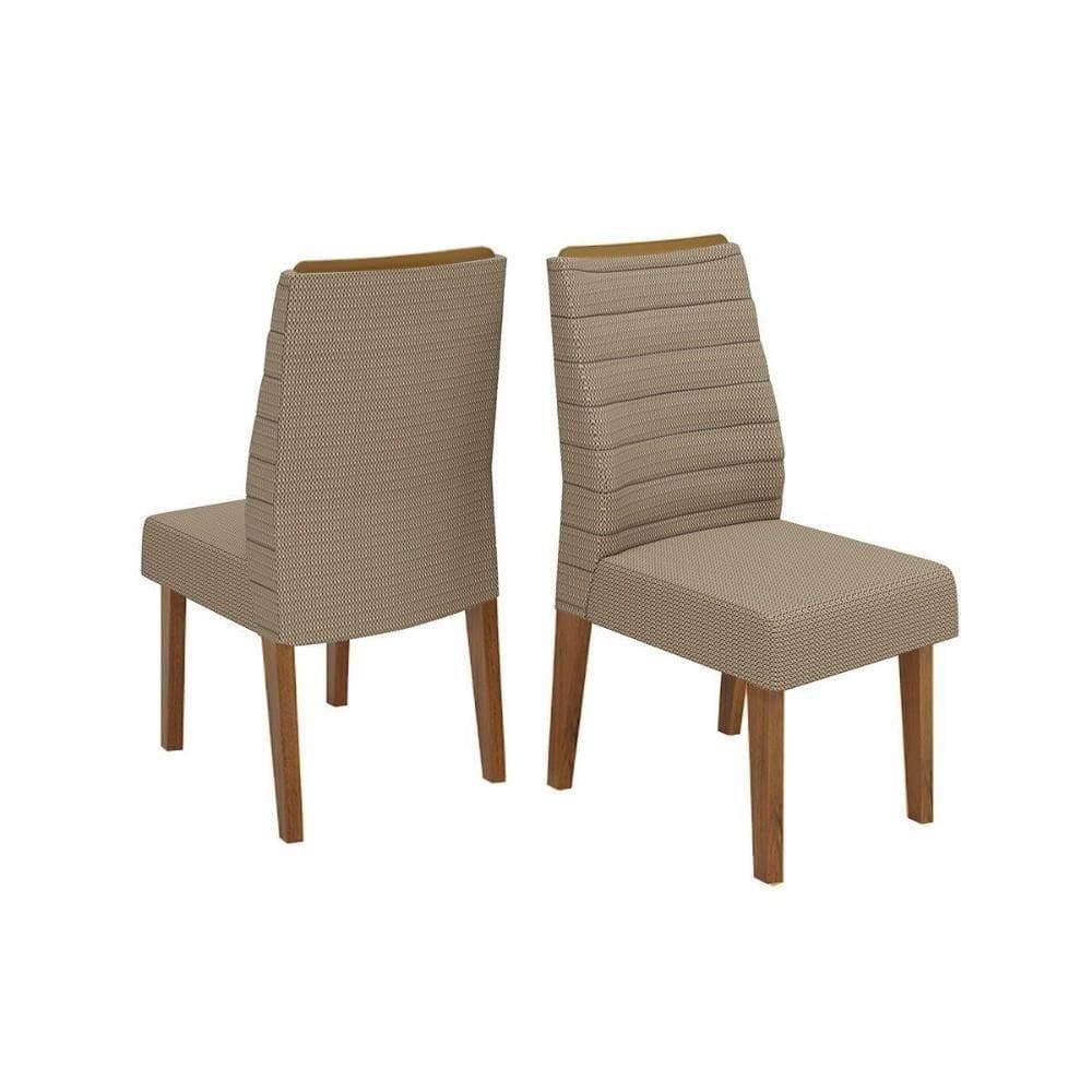 Cadeira De Cozinha Ondina Kit 2 Un Freijo-linho Bege - Dj Móveis