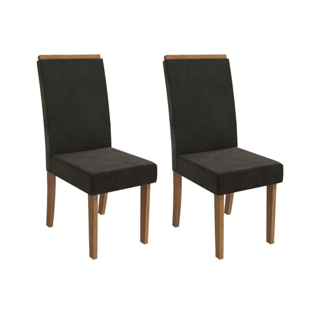 Cadeira De Cozinha íris 2cad142 Madeirado Kit 2 Un Canela-suede Grafite - Kappesberg