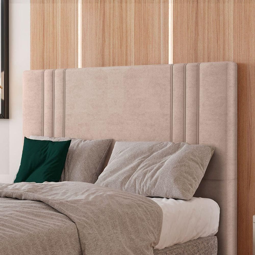 Cabeceira Estofada Solteiro 90 Cm Diamante Veludo Rose