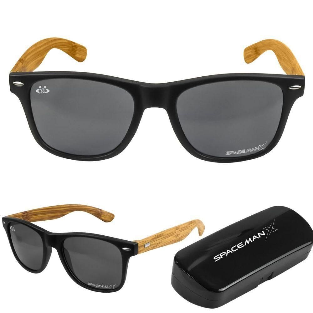 Oculos Sol Masculino Casual Verão Praia Proteção Uv + Case Presente Acetato Vintage Haste Madeira