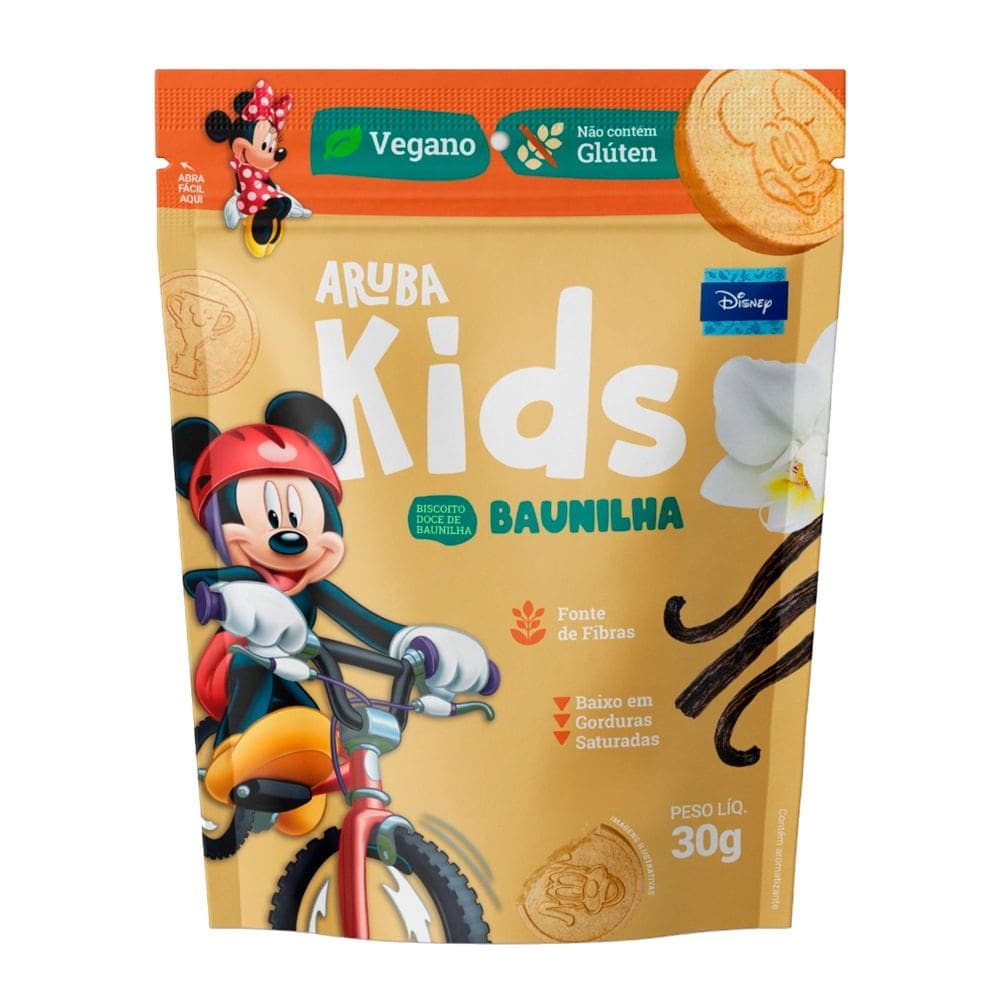 Biscoito Aruba Kids Disney Sabor Baunilha Vegano 30g