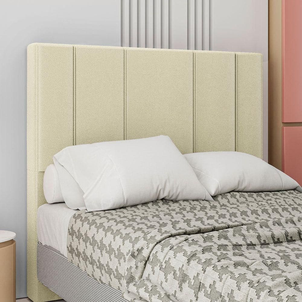 Cabeceira Estofada King 195 Cm Rubi Corino Bege