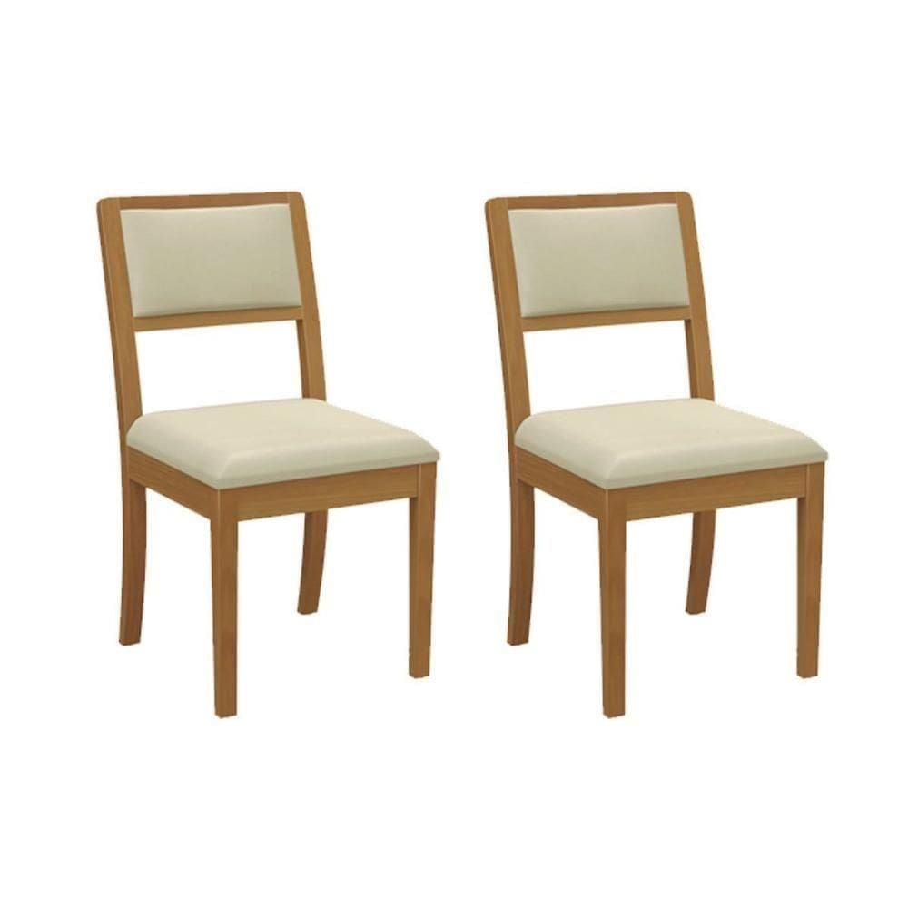 Cadeira De Cozinha Alice 2cmm006ca Premium Madeira Maciça Kit 2 Un Carvalho-linho Bege Argila - Kappesberg