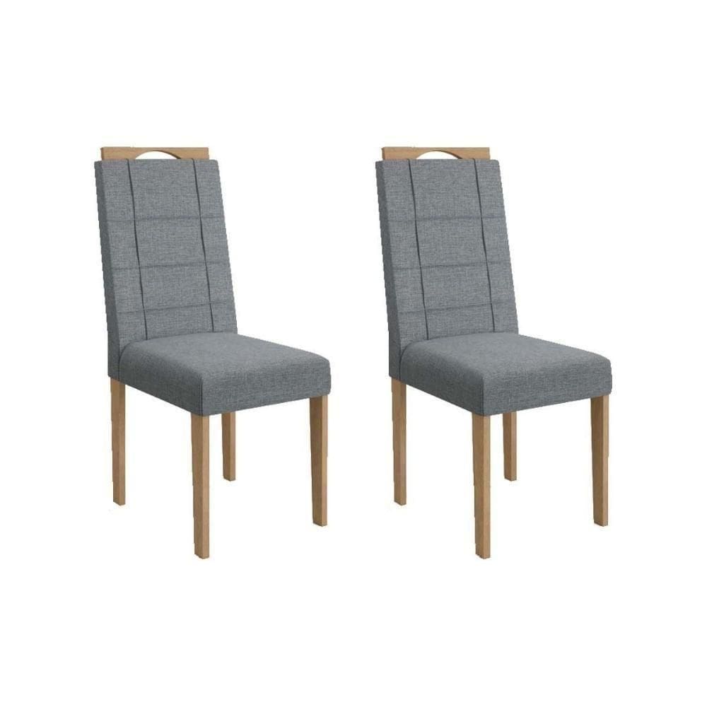 Cadeira De Cozinha Flora 2cad150 Madeirado Kit 2 Un Carvalho-linho Grafite - Kappesberg