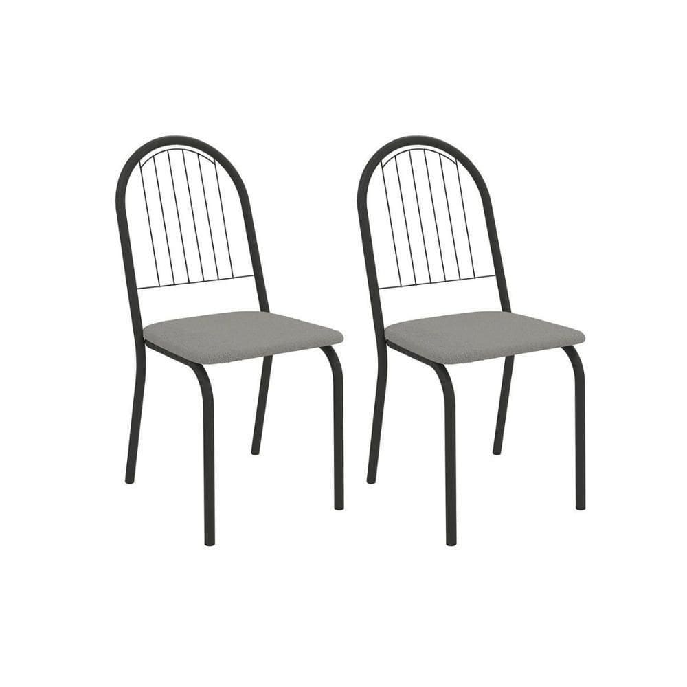 Cadeira De Cozinha Noruega 2c077prf Aço Kit 2 Un Preto-boucle Cinza - Kappesberg