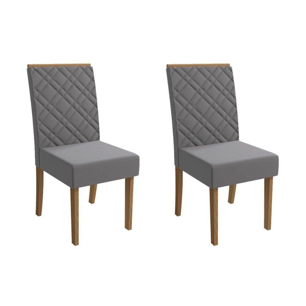 Kit 2 Cadeiras Sala Jantar Gardênia 2cad149 Madeirado 2 Un Canela-suede Cinza - Kappesberg