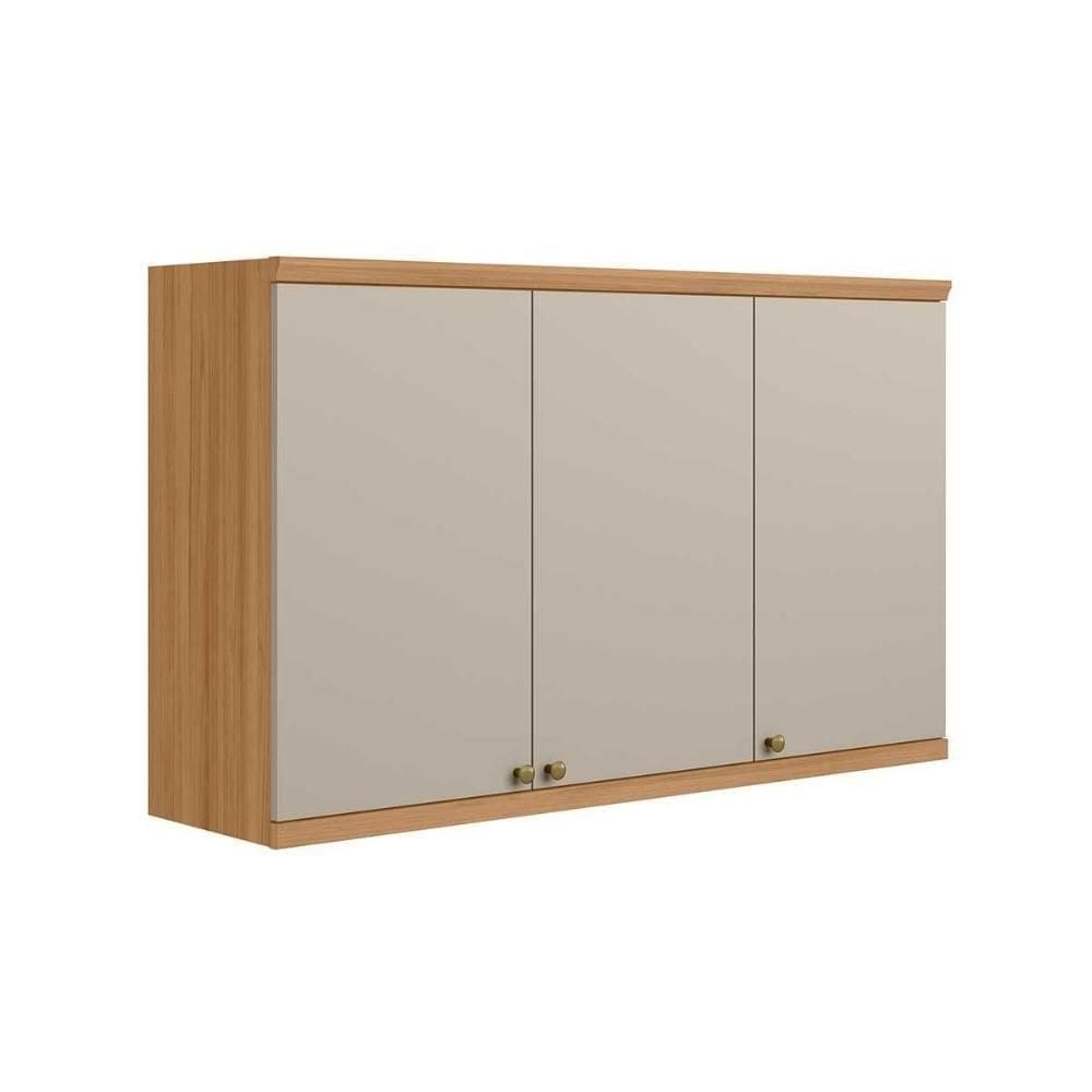 Armário Aéreo Cozinha Modulado Selene C- 3 Portas 120cm Jequitiba-off White Fosco - Linea