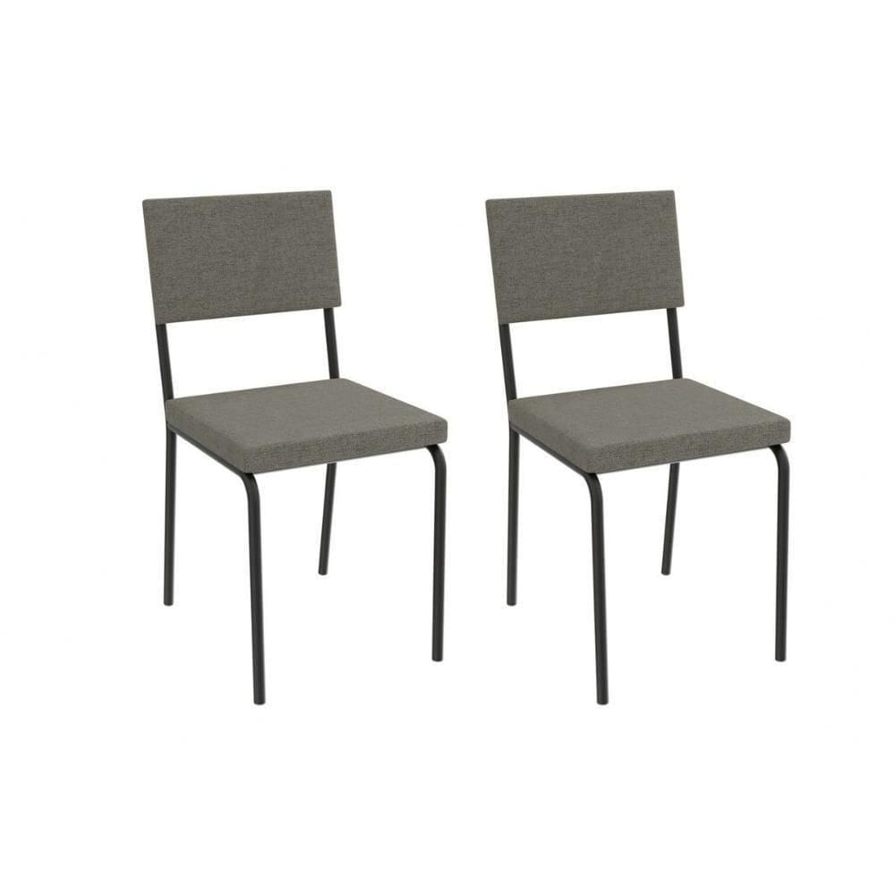 Kit 2 Cadeiras Sala Jantar Zaria 2c128prf Aço 2 Un Preto-linho Escuro - Kappesberg