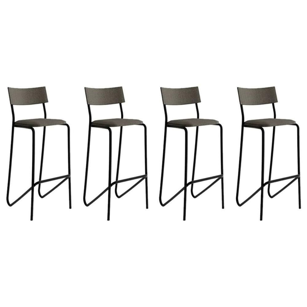 Banqueta Sala De Jantar Atlas 1747 Kit 4 Uni Preto-linho Grafite-courano Preto - Carraro