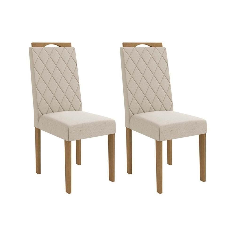 Kit 2 Cadeiras De Cozinha Camélia 2 Un Carvalho-linho Bege Caqui - Kappesberg