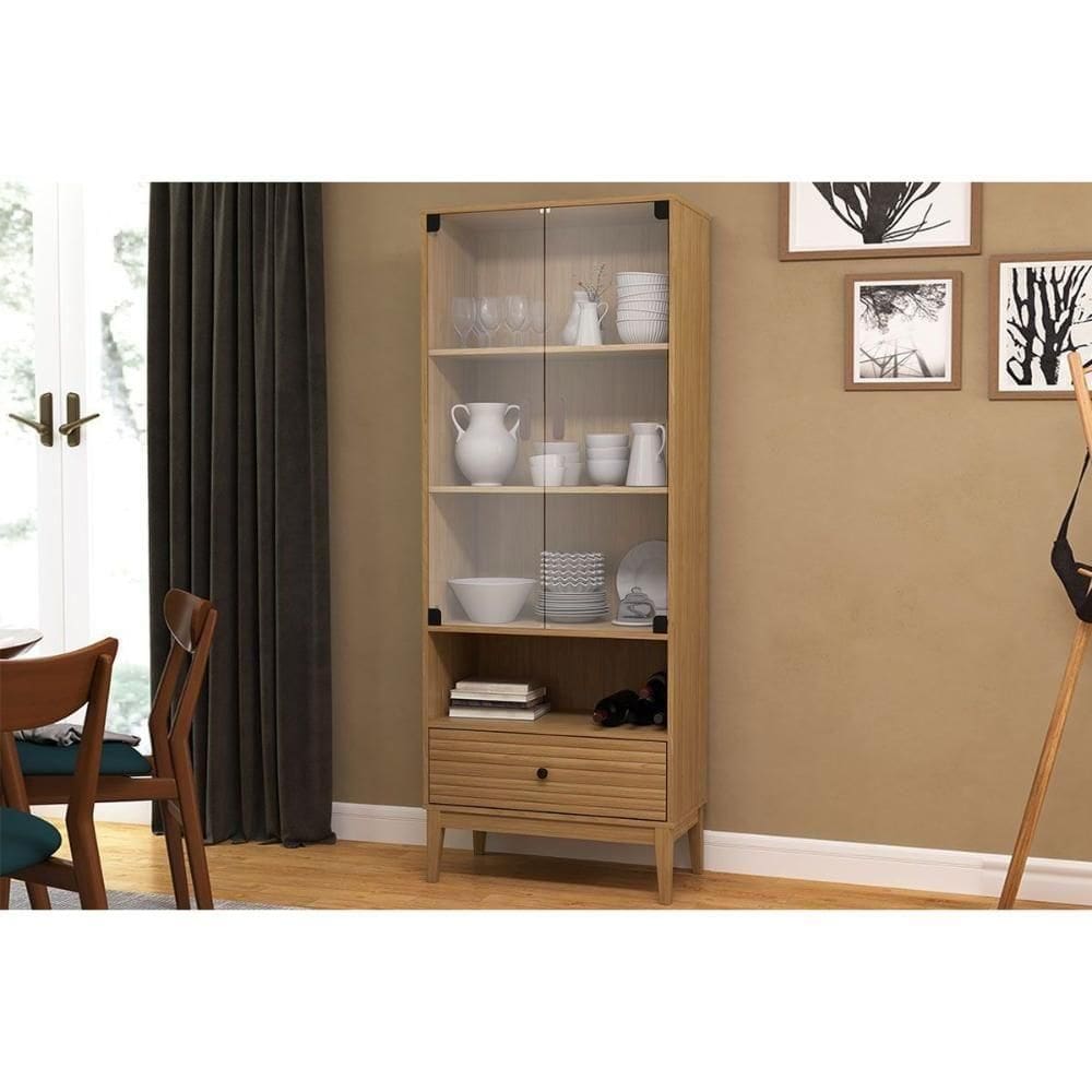 Cristaleira Sala Jantar Mb 1057 C- 2 Portas De Vidro E 1 Gaveta - Movelbento