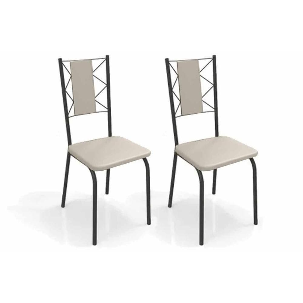 Cadeira De Cozinha Lisboa 2c076prf Aço Kit 2 Un Preto-ano Bege - Kappesberg